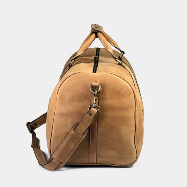 Gokina Tan Leather Duffle Bag - Image 3