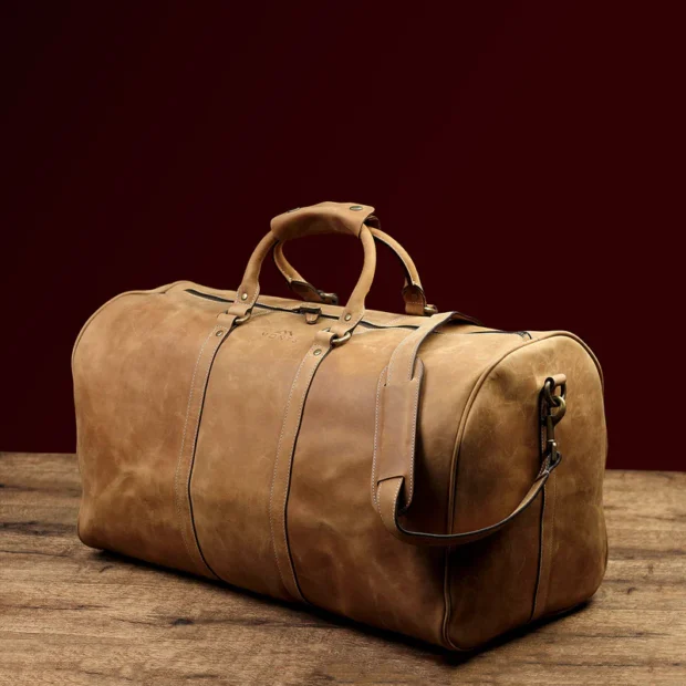 Gokina Tan Leather Duffle Bag